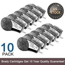 10PK For Brady BMP21-PLUS M21-500-595-WT Label Cartridge Black/White 1/2