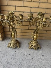 Pair of Antique French Rococo 19th Century Ormolu Louis XV Style Candelabras picture
