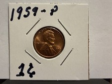 1959 Lincoln Penny No Mint Mark Red Luster AU or Better High Grade Cent picture