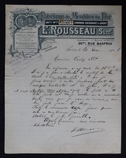 Invoice 1906 PARIS IRON FURNITURE FACTORY BOY E ROUSSEAU 147 picture