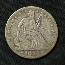 1855-O Silver Seated Liberty Half Dollar New Orleans Mint Choice Good Condition picture