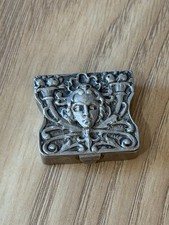 Antique Art Nouveau Sterling Silver Medusa Snuff Pill Box Hand Made 19.35g picture