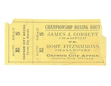 Vintage James J Corbett vs Bob Fitzsimmons Boxing Ticket Carson City Nevada picture