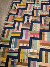 1940-1960s Vintage Log Cabin Style Quilt picture