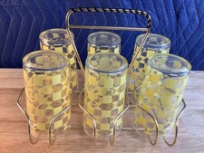 *Vintage*Yellow Glasses with Rack*Anchor Hocking*21005B S94  Mid Century Modern picture