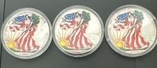 lot of 3 🇺🇸 American silver eagles 🦅Lady Liberty🗽Painted - (2000) Capsules picture