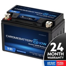 Chrome YTX9-BS Bluetooth High Performance Motorcycle Battery 24 Month Warranty picture