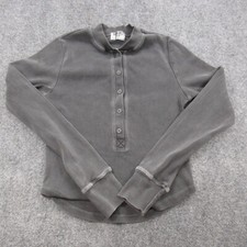 LAmade Sweater Womens Medium Gray Knit Cotton Long Sleeve Ribbed Henley picture