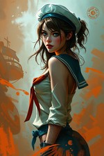 Beautiful Sailor Girl 4 x 6 inch Unreal Print Collectible Photo UR100069 picture