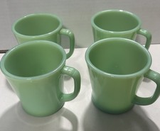 Lot of 4 NICE Fire King Oven Ware Green Jadeite Cup Coffee Mugs  picture