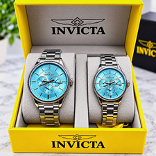Invicta 49957 Specialty His & Hers Watch Set Blue Dial Stainless Steel NIB picture