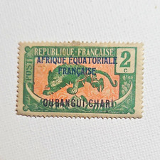 France & Colonies Congo Oubangui-Chari 2c Pre-Decimal Used Stamp Green Orange picture