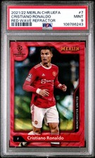 2021/22 MERLIN CRISTIANO RONALDO RED WAVE REFRACTOR /5 (No Grade Higher) PSA 9 picture