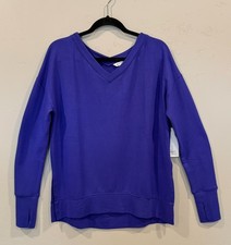 Athleta Coaster Luxe V-Neck Sweatshirt Women’s Small Royal Blue NWT picture