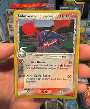 The Pokemon TCG Salamence 14/113 EX Delta Species Holo Rare English Crease  picture