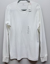 NEW Uniqlo Men’s White Soft Touch Long Sleevecrew Neck T-Shirt M picture