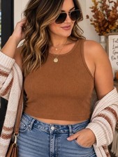 Aeropostale Seriously Soft Seamless Ribbed Cropped Tank Brown Large picture