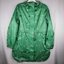 Joules Right As Rain Raincoat Size 10 Green Golightly Dog Packable Jacket picture