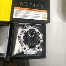 ACTIVA Men's Sports Quartz Analog Date Watch White/Black Resin, Box & Manual picture
