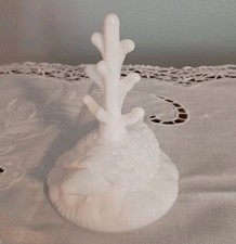 Fenton White Milk Glass Turtle Jewelry Tree Ring Holder Sea Turtle Coral Branch picture