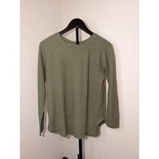 American Eagle Soft & Sexy Olive Green Textured Long Sleeve Top S picture