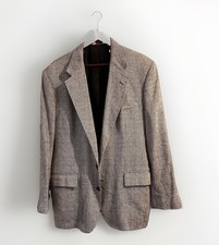vintage 60s 70s EUC John Blair Gray Wool Herringbone Tweed Blazer SZ L picture
