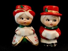 Christmas Victorian Man & Woman Candleholders Vintage NORCREST NAPCO Holt Howard picture