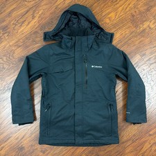 Columbia Jacket Mens M Black Hooded Full Zip Omni-Heat Omni-Tech Cushman Crest picture