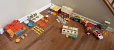 Fisher-Price Little People Vintage Toy Lot Figures, Furniture, Vehicles (1970s) picture