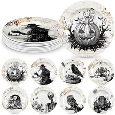 LOYIM 8 Pcs Halloween Dinnerware Set Halloween Plates Serving Dishes, Retro |... picture