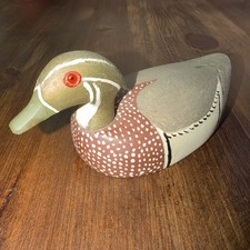 Vintage Wood Drake Duck Decoy Hand Painted 7.75” - Possible Charles Russell picture