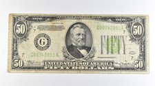 1934 $50 Chicago IL FRN Light Green Seal a7075 picture