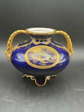 Wedgwood Cobalt Blue Gilt Two Handle Cabinet Vase Signed A. Barth Z1838 picture