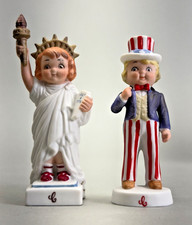 1986 Campbell Kids Uncle Sam & Statue of Liberty Figurines Set of 2 Original Box picture