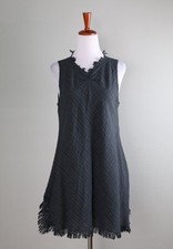 CYNTHIA ASHBY NWT $130 Plaid Fringe Frayed Lagenlook Tunic Top Size Small picture