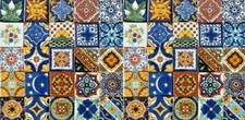50 MEXICAN TILES 2x2 CERAMIC POTTERY TALAVERA MEXICO WALL FLOOR DECOR #005 picture