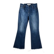 Frank & Eileen Killian High Rise Flare Jeans Blue Raw Hem Size 30 Made in USA picture
