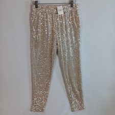 Cato Women's Sparkle Sequin Jogger Size XS 27x28 Beige NWT picture
