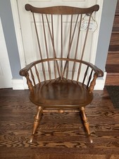 Vintage Nichols & Stone Windsor Rocking Chair Fan Back Maple Wood Gardner MA USA picture
