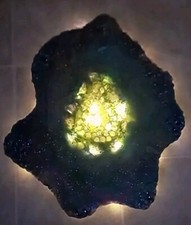 Geode crystal Hand Made from resin  - 24 x 21 - Light Timer - Ready to hang picture