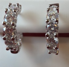 2.9Ct VVS D Round Cut Moissanite Women's Hoop Earrings 14K White Gold Plated picture