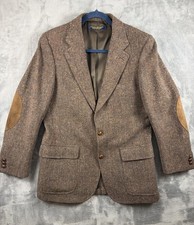 Vintage Made In The USA Brooks Brothers Brown Wool Sport Coat Suede Elbows 39R picture