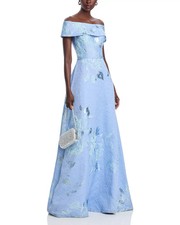 Teri Jon by Rickie Freeman Off-the-Shoulder Metallic Jacquard Gown MSRP $880 picture