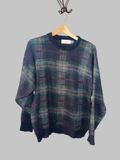 VTG Bill Blass Medium Plaid Sweater Grandpa 90s Grunge Skate Punk 100% Cotton picture