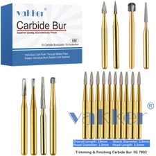 Vakker 10PC Dental Tungsten Carbide Burs FG Gold Trimming & Finishing High Speed picture