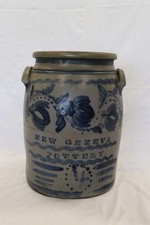 Antique 14” New Geneva Pottery 4 GL Stoneware Crock picture