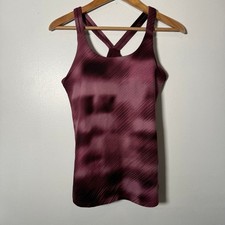 Athleta Women Plum Burgundy Tie Dye Racerback Yoga Tank Top with Shelf Bra Small picture