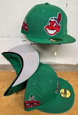 Cleveland Indians Wahoo GREEN New Era Fitted Club 59Fifty Hat Custom NEW picture