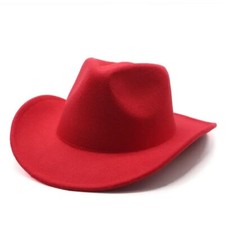 Red Western Cowboy, Cowgirl Hat, Adjustable Cotton & Polyester, Men Women picture