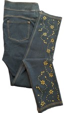 Slim Factor by Investments Women's Skinny Leggings Blue Jeans Studded Stretch L picture